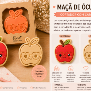 Cortador com carimbo- Dia dos Professores- Maçã 7cm