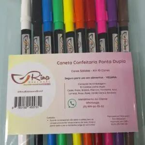 CANETA CONFEITARIA KIT COM 10 CORES (inclui Caneta Branca)