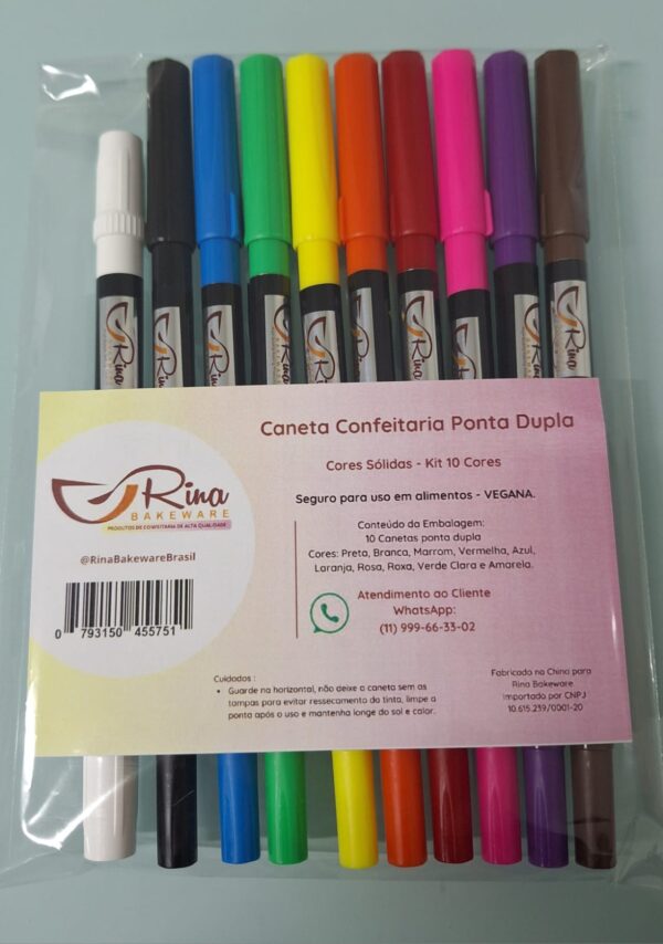 CANETA CONFEITARIA KIT COM 10 CORES (inclui Caneta Branca)