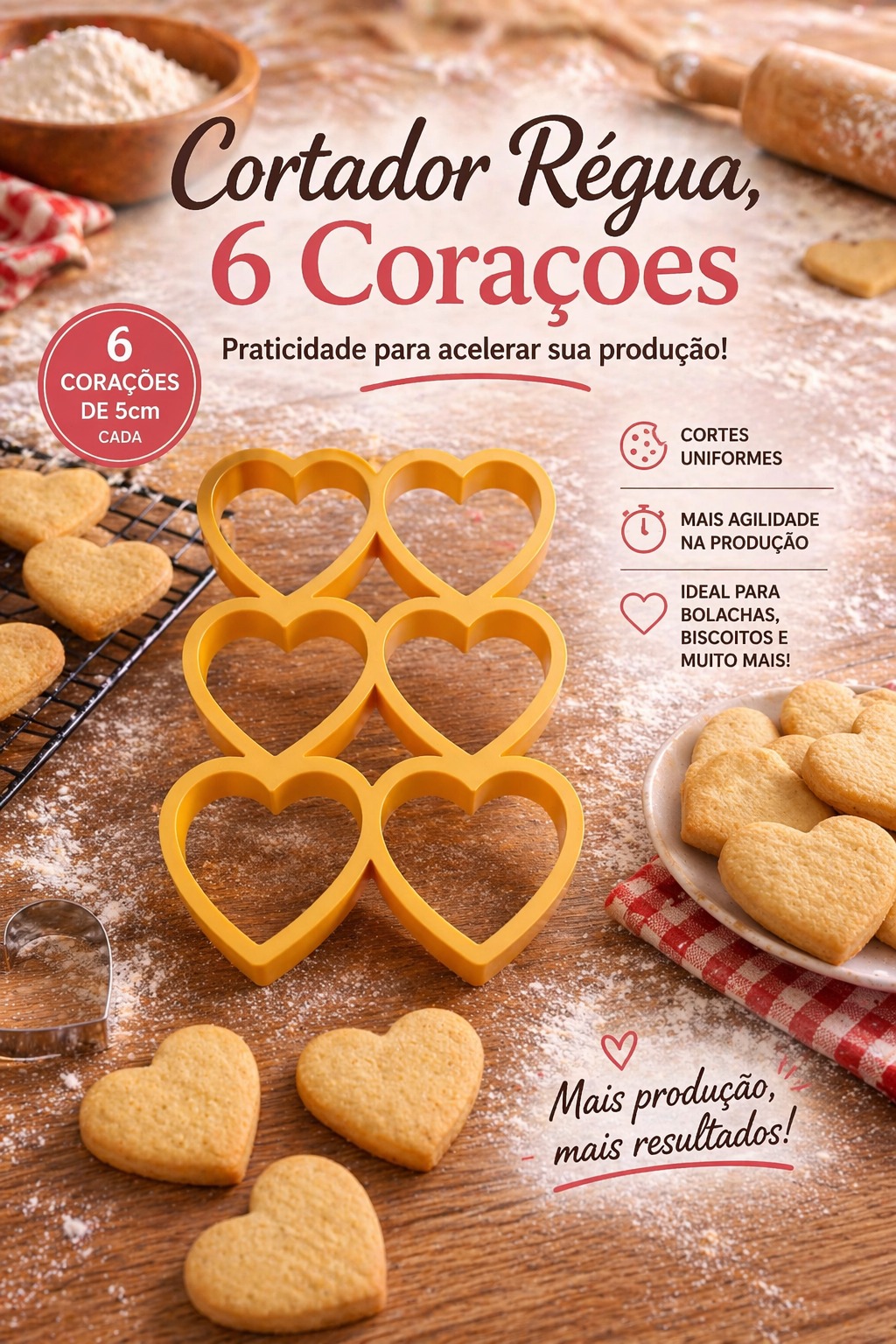 Cortador Régua com 6 Corações