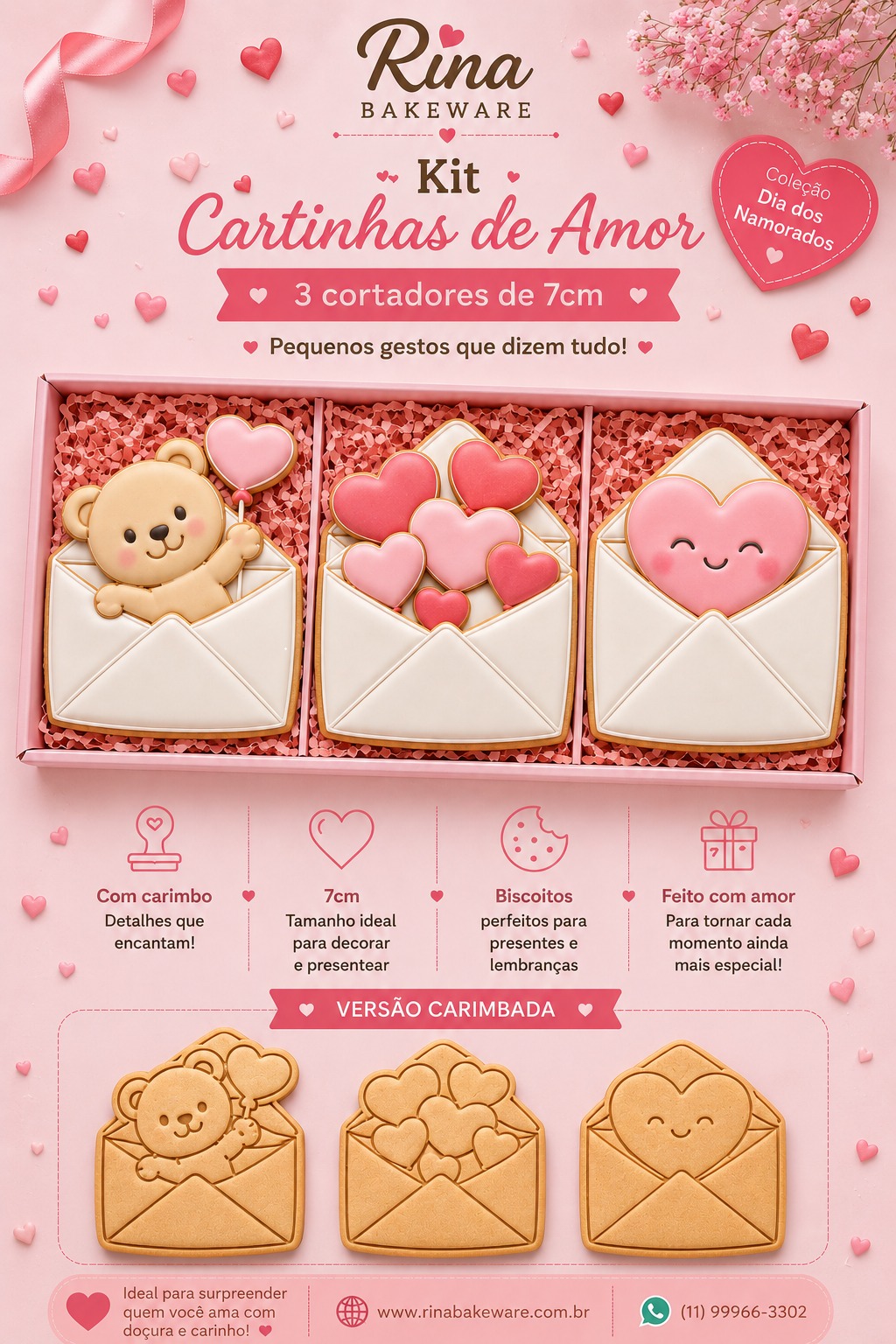 Kit Cartinhas de Amor – 3 Cortadores de 7cm