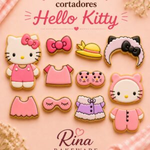 Cortador de Biscoito Kit Hello Kitty com 12 cortadores