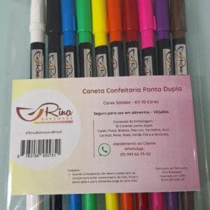 CANETA CONFEITARIA KIT COM 10 CORES (inclui Caneta Branca)