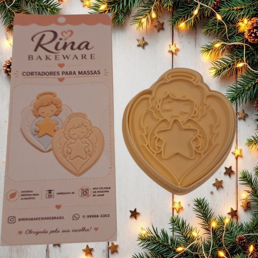 Cortador Anjo com Estrela - Carimbo Natal - Imagem 3