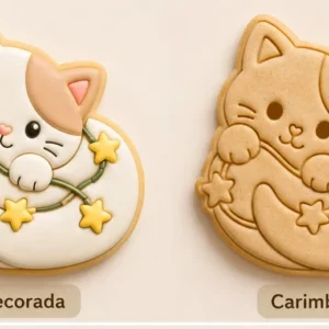 Cortador Gatinho com Estrelinhas - Carimbo Natal