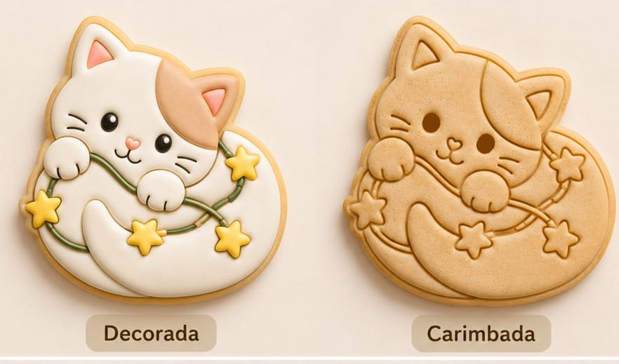 Cortador Gatinho com Estrelinhas - Carimbo Natal - Imagem 2