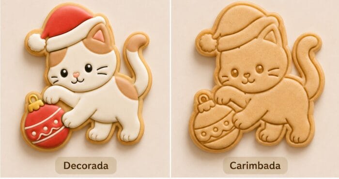 Cortador Gatinho com Bola de Natal - Carimbo Natal - Imagem 2