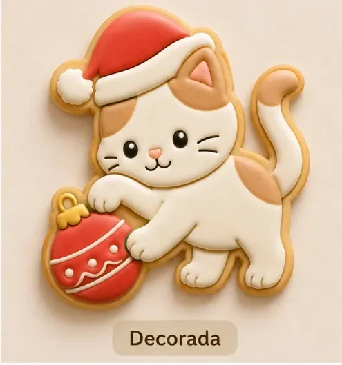Cortador Gatinho com Bola de Natal - Carimbo Natal