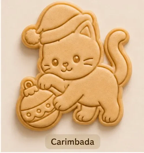 Cortador Gatinho com Bola de Natal - Carimbo Natal - Imagem 3