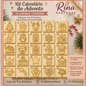 Kit Calendário do Advento - 25 Carimbos + Cortador