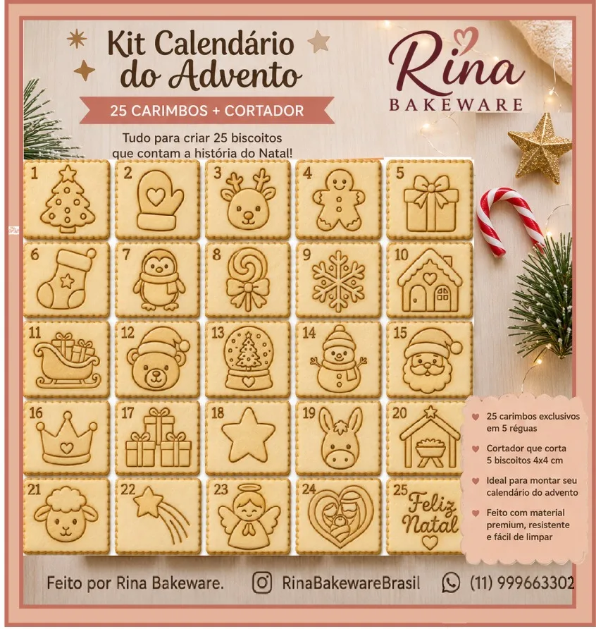 Kit Calendário do Advento - 25 Carimbos + Cortador