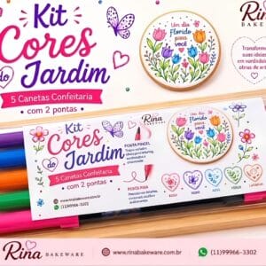 Caneta Alimentícia Kit Cores do Jardim (Rosa/Verde/Azul/Laranja/Roxo)