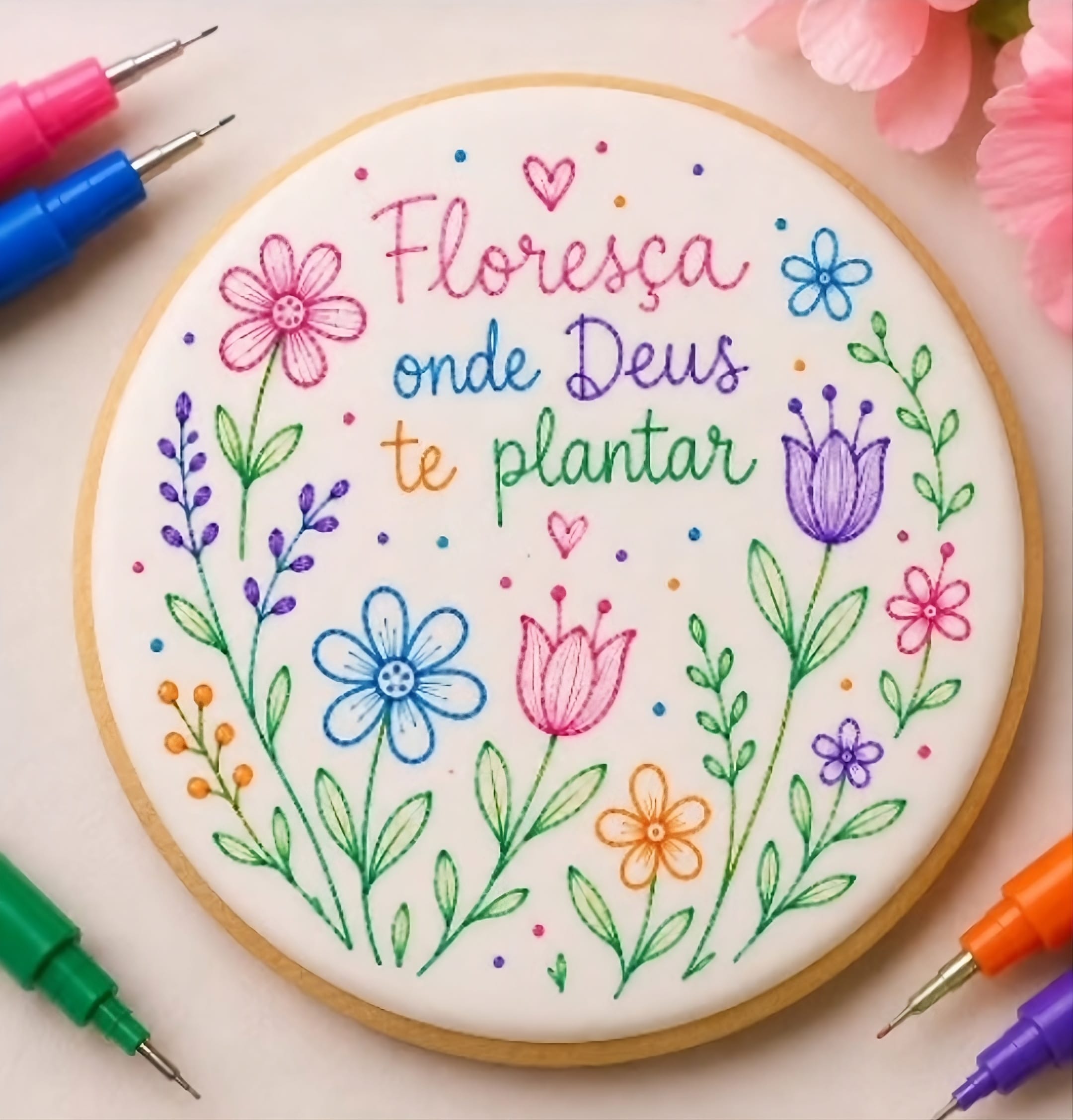 Caneta Alimentícia Kit Cores do Jardim (Rosa/Verde/Azul/Laranja/Roxo) - Imagem 4